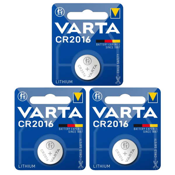 3 x VARTA Lithium Knopfzelle 6016 CR2016 3 x 1er Blister Einwegbatterie
