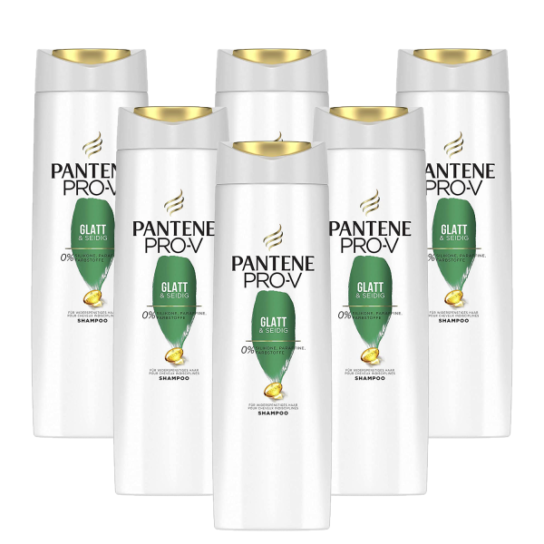 6x Pantene Pro-V Glatt & Seidig Shampoo für Widerspenstiges Haar je 300ml