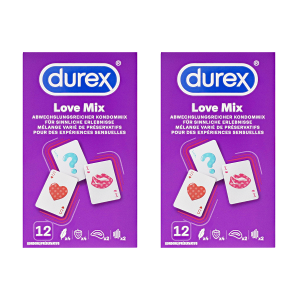 2 x Durex Love Mix Kondome Mix jeweils 12 Stück mit vier verschiedenen Sorten