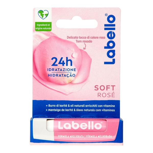 Labello Soft Rosé Lippenpflegestift 4,8g mit Rosen Extrakt und Jojoba Öl