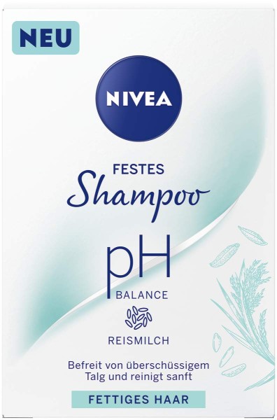 NIVEA festes Shampoo pH Balance Reismilch für fettiges Haar 75g Sanfte Reinigung