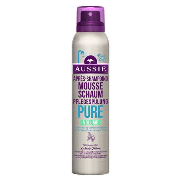 Aussie Apres Shampoing Mousse Schaum Pflegespülung Pure Volume Kakadu Plum 180ml