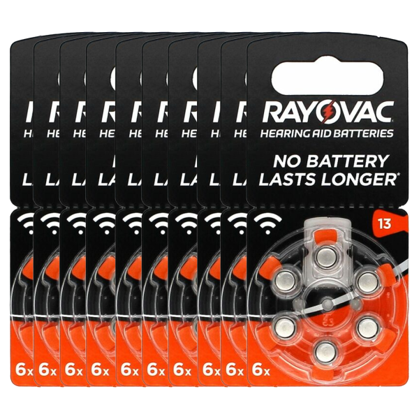 60 x RAYOVAC 4606 Acoustic 13 Hörgerätebatterien 10 x 6 Stück im praktischen Drehblister