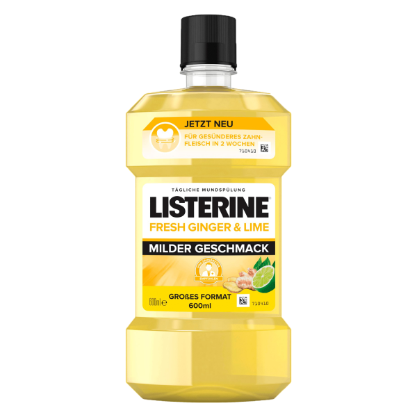 Listerine Fresh Ginger & Lime 600ml Antibakterielle Mundspülung milder Geschmack