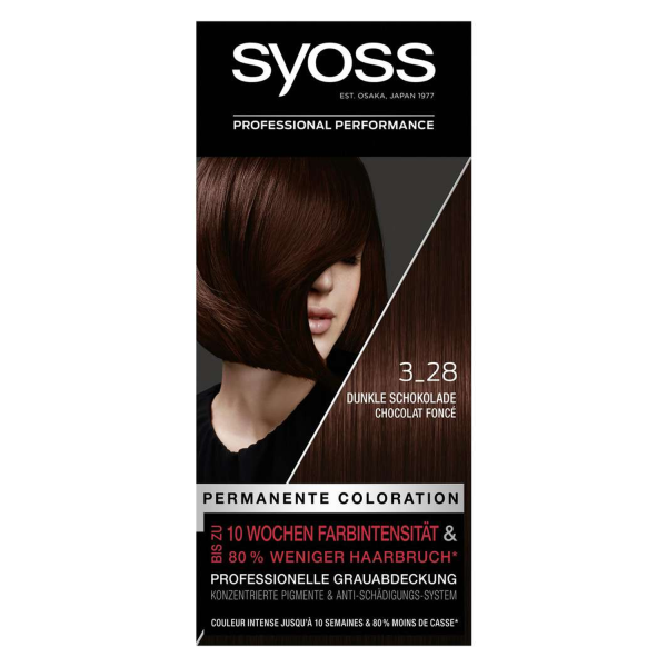 SYOSS Permanente Coloration Haarfarbe 3_28 Dunkle Schokolade 115ml 10 Wochen Farbintensität Stufe 3