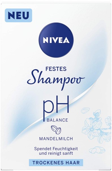 NIVEA festes Shampoo pH Balance Mandelmilch für trockenes Haar 75g sanft reinigendes Festshampoo