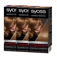 3 x SYOSS Permanente Coloration Haarfarbe 6_7 Goldblond je115ml 10 Wochen Farbintensität Stufe 3