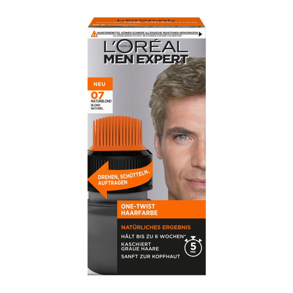 L\'Oreal Men Expert One Twist Haarfarbe 07 Naturblond für Männer kaschiert graue Haare