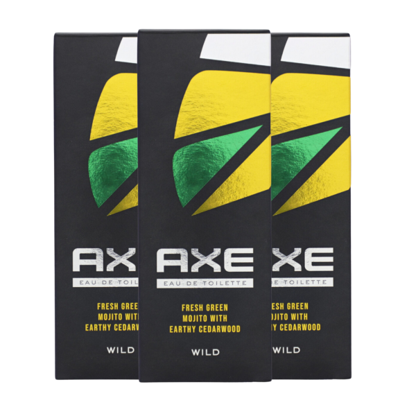 3x Axe Wild EDT je 100ml für den Frische-Boost mit Green Mojito & Zedernholz Eau de Toilette for man