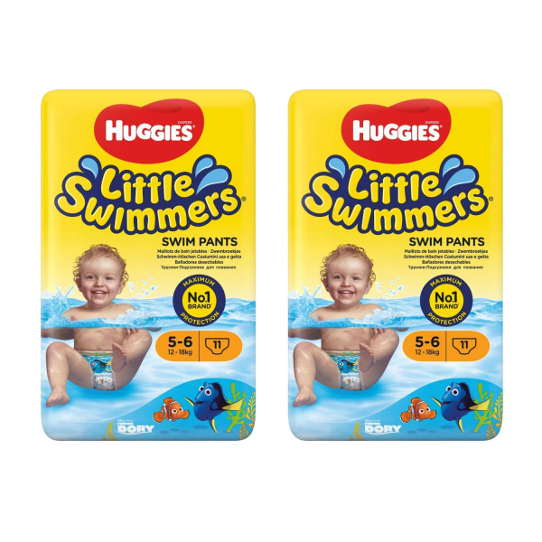 2 x Huggies Little Swimmers je 11 Stück Schwimmwindeln für Kinder 12-18 kg Größe 5-6