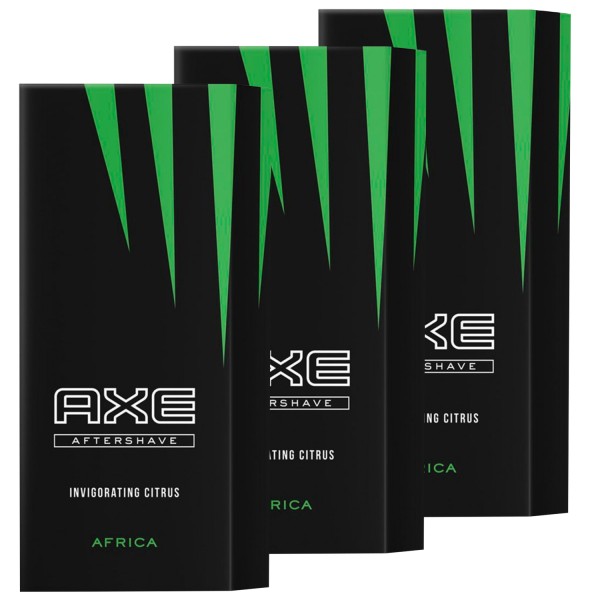 3 x Axe Aftershave Africa Invigorating Citrus je 100ml für Männer
