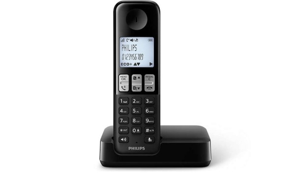 Philips Kabelloses DECT Telefon D2501B/01 Beleuchtetes Display 4,6 cm 1,8" Schwarz