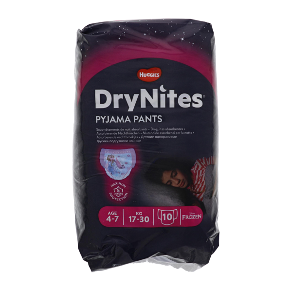 Huggies DryNites saugfähige Nachtwindeln Mädchen Größen 4-7 Jahre 10 Stück