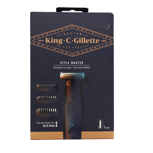 King C. Gillette Style Master Bart Trimmer für Männer mit 1 4D-Klinge und 3 Kammaufsätze