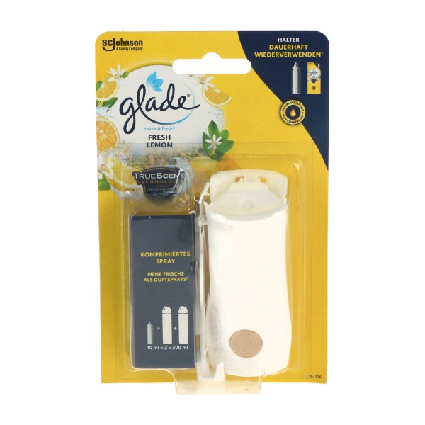 Glade Touch & Fresh Starter Set Lufterfrischer Halter inkl. 1 Nachfüller Fresh Lemon 10ml