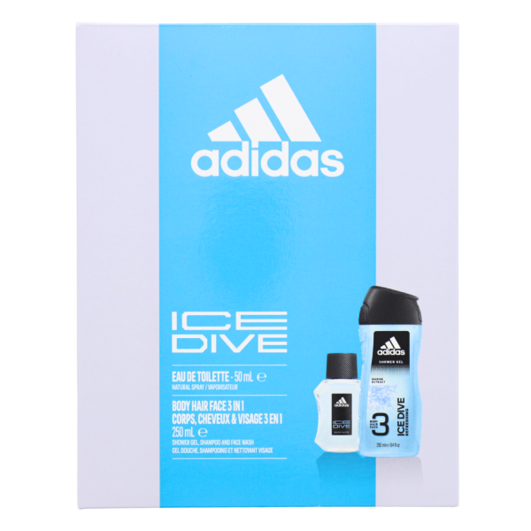 Adidas Ice Dive Set for men Eau de Toilette 50ml & 3in1 Duschgel Körper Haar Gesicht 250ml