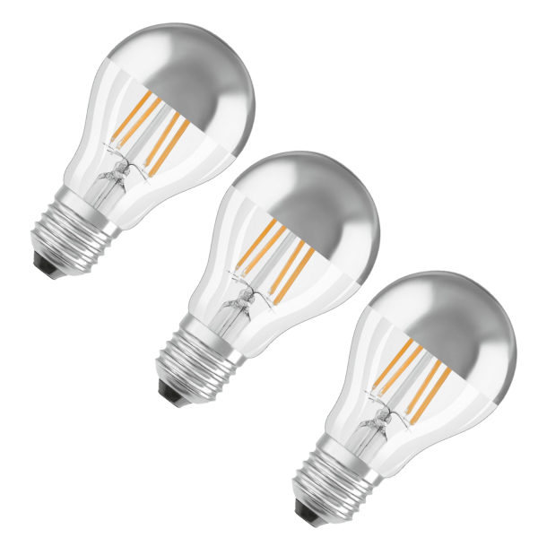 3x Osram LED Retrofit Classic A Mirror Lampe Sockel E27 Warm Weiß 2700 K 4 W Ersatz für 35 W Glühbirne