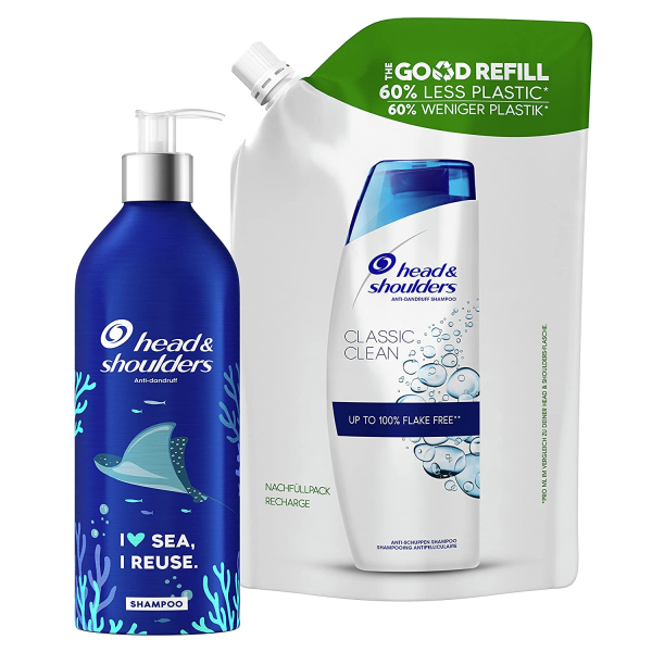 Head&Shoulders Refill the Good Classic Set Clean Shampoo in Alu Pumpflasche 430ml & Nachfüller 480ml