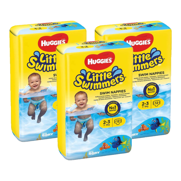 3 x Huggies Little Swimmers Schwimmwindeln für Babys 3-8 kg Größe 2-3 je 12 Stück