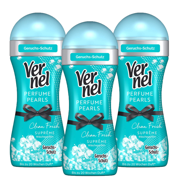 3x Vernel Parfüm Perlen Suprême Clean Fresh Wäscheparfüm mit Geruchsschutz je 230g