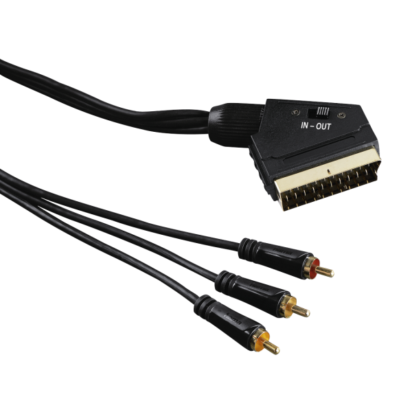 Hama Video-Kabel, Scart-Stecker - 3 Cinch-Stecker (Video/Stereo), 1,5 m