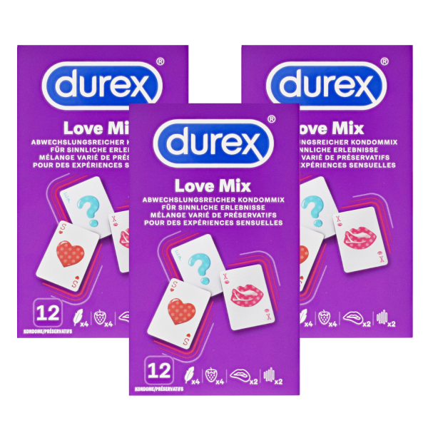 3 x 12er Pack Durex Love Mix Kondome Mix mit vier verschiedenen Sorten