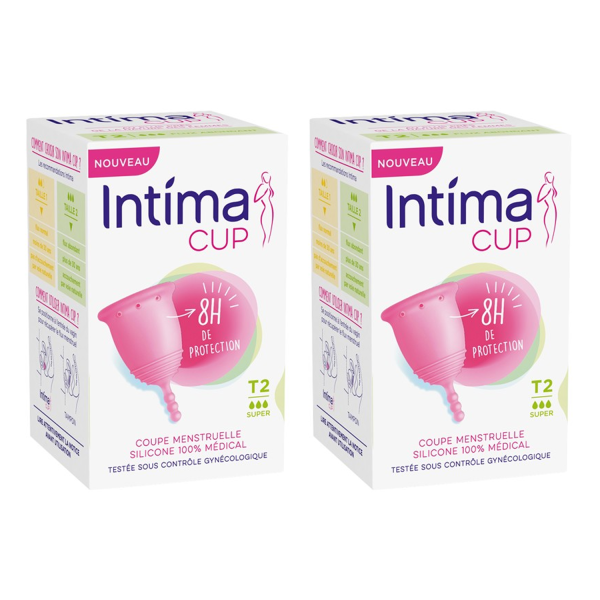 2x Intima Cup Menstruationstasse Größe Super T2 Riesiger Fluss 8 Stunden Schutz