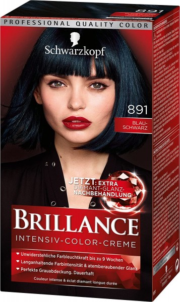 Schwarzkopf Brillance Intensiv-Color-Creme 891 Blauschwarz 165ml Dauerhafte Haarfarbe