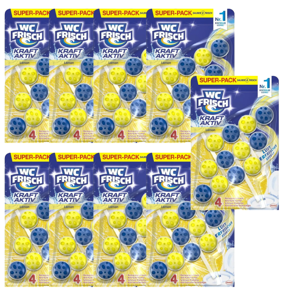 9x WC FRISCH Kraft Aktiv Duftspüler Lemon je 150g 3er Pack WC Reiniger Anti Kalk Effekt