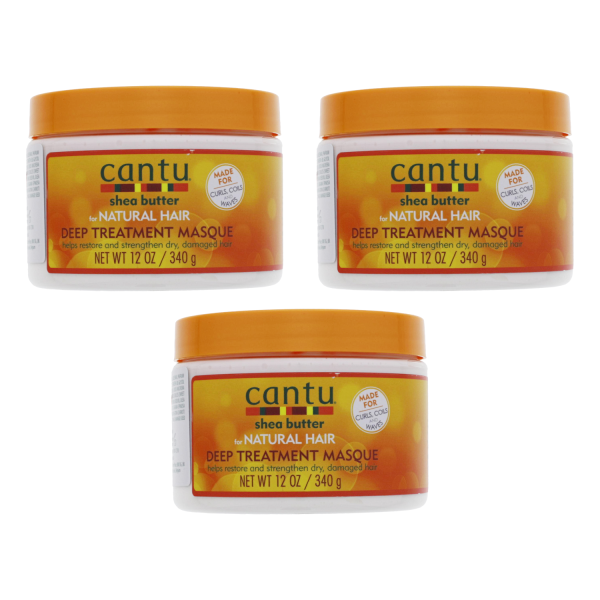 3 x Cantu Shea Butter Deep Treatment Masque je 340g Behandlungsmaske für natürliches Haar
