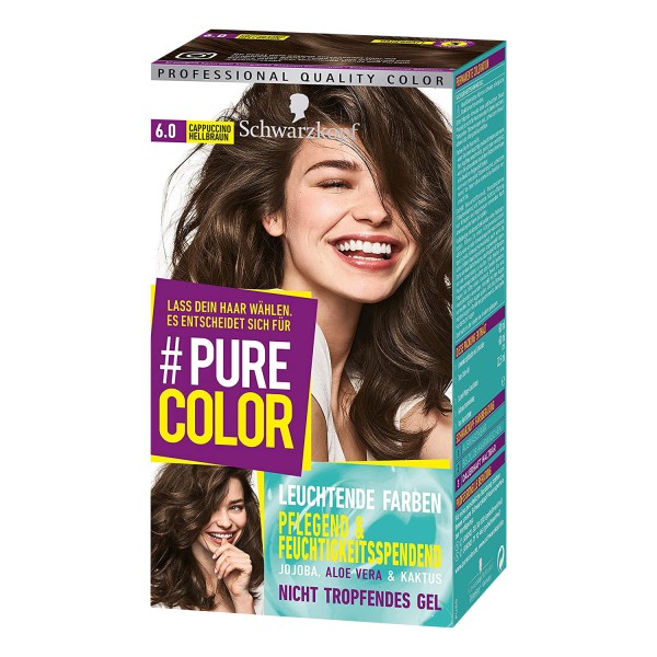 Schwarzkopf Pure Color 6.0 Cappuccino Hellbraun Gel Coloration Dauerhafte Haarfarbe