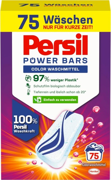 Persil Power Bars Color Waschmittel 75 Waschladungen Vordosiertes Buntwaschmittel bereits Ab 20Â°C