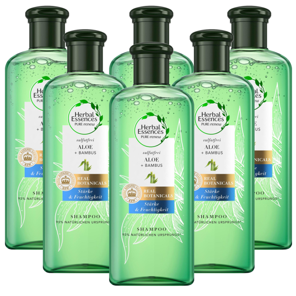 6 x Herbal Essences PUR renew Aloe & Bambus Shampoo je 225ml Stärke&Feuchtigkeit