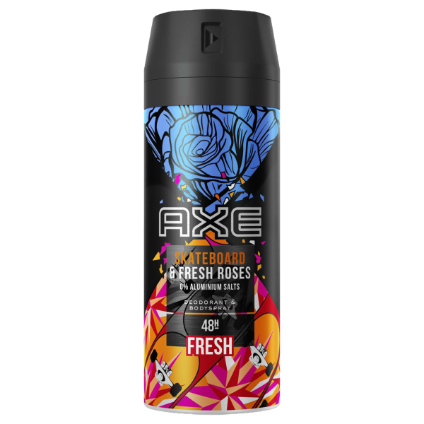 Axe Skateboard & Fresh Roses Deodorant 48h Schutz ohne Aluminiumsalze 150ml