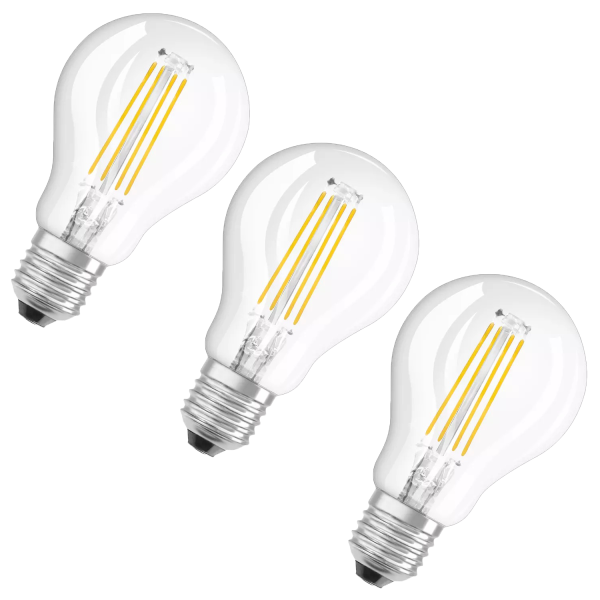 3 x Osram LED Retrofit Classic P Lampe Sockel E27 Warm Weiß 2700 K 6 W Ersatz für 60 W Glühbirne