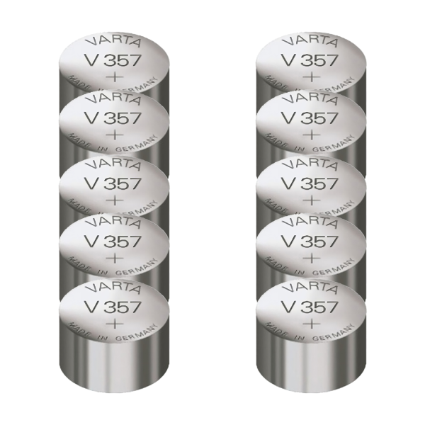 10 x Varta Uhrenknopfzelle V 357 Einwegbatterie Knopfzelle Silber 1,5 V SR44