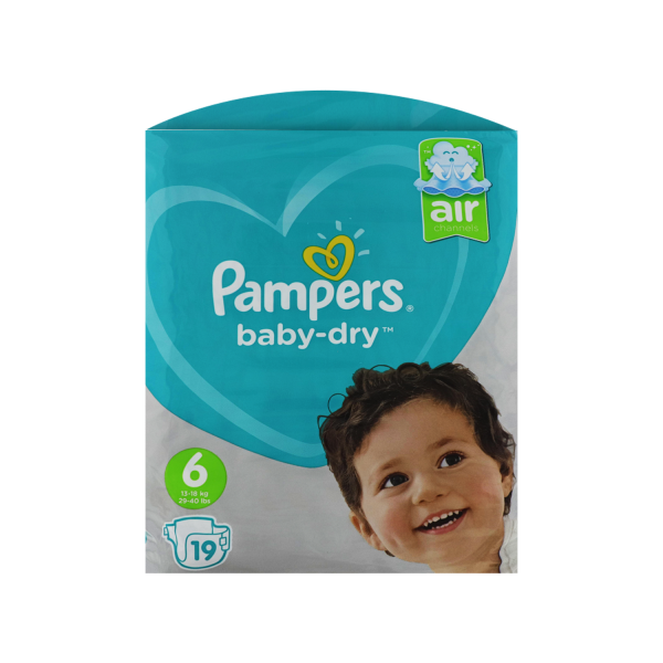 Pampers Baby-Dry Größe 6 13-18 kg 19 Windeln Rundum Auslaufschutz