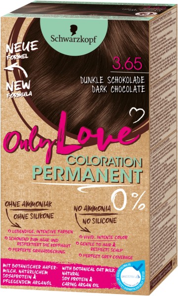 Schwarzkopf Only Love Coloration 3.65 Dunkle Schokolade schonende permanente Haarfarbe 143ml