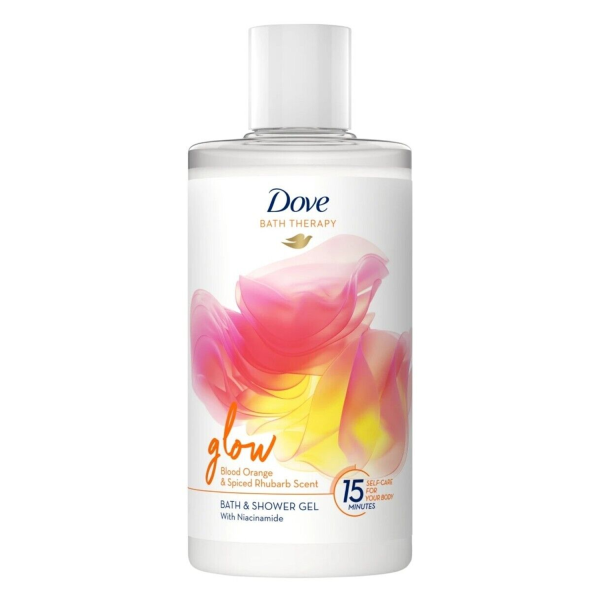 Dove Bath Therapy Bad und Duschgel glow Blutorange & Rhabarber 400ml Premium 3fach Pflege