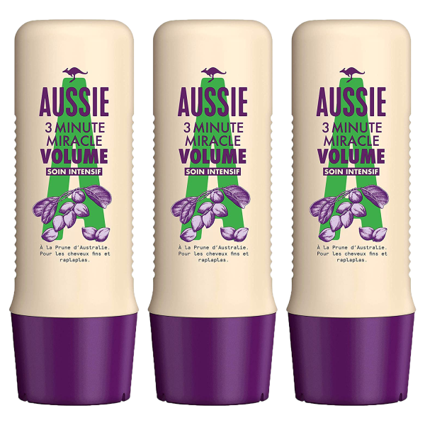 3 x Aussie 3 Minute Miracle Volume Intensive Pflege je 250ml Australische Pflaume