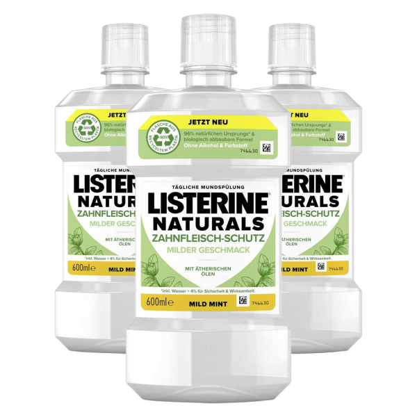 3x Listerine Naturals Zahnfleisch Schutz Mundspülung je 600ml
