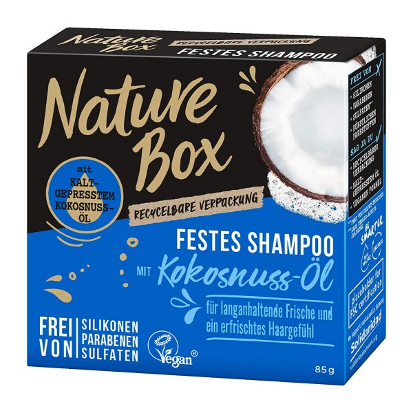 3 x Nature Box Festes-Shampoo Kokosnuss-Öl je 85g Erfrischendes Haargefühl