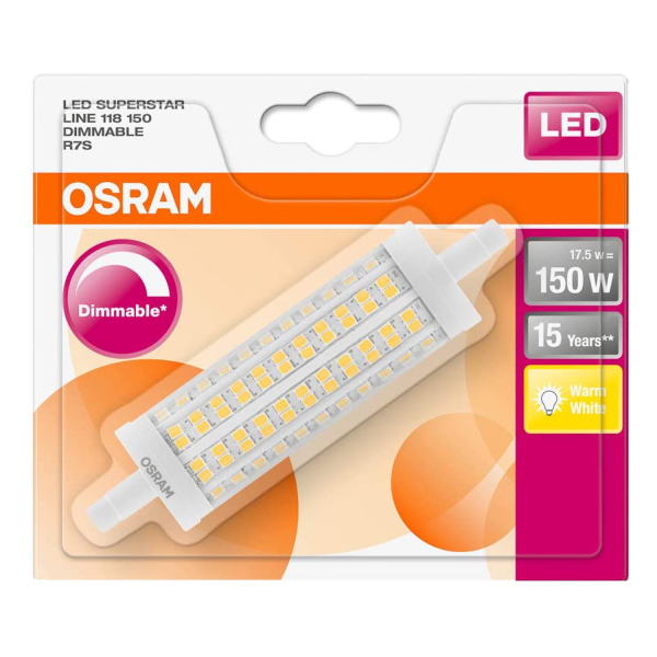OSRAM LED Superstar Line Sockel R7S Dimmbar Warmweiß Ersetzt eine 150 Watt Lampe Klar