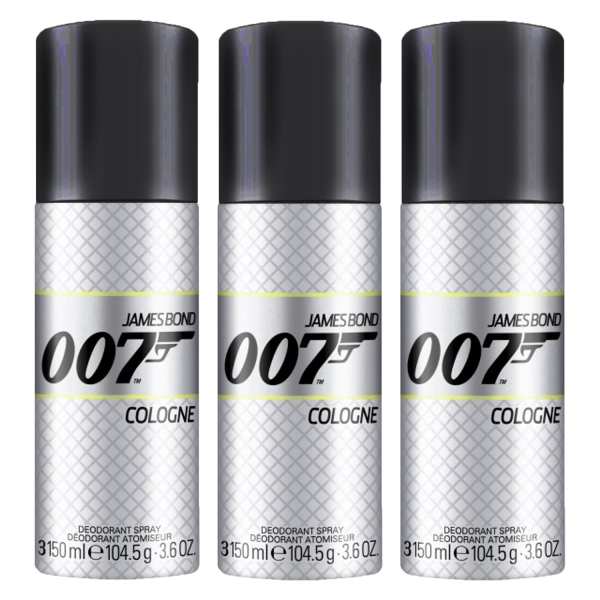 3x James Bond 007 Cologne Deospray Schutz vor Schweiß mit Erfrischenden Duft je 150ml