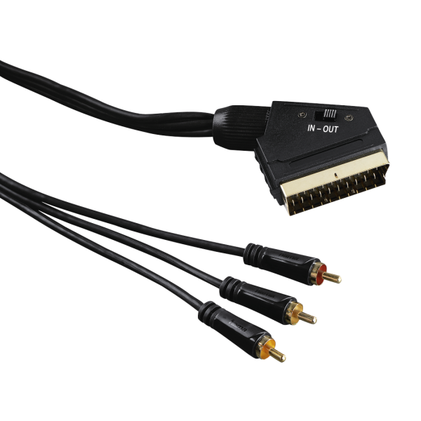 Hama Video-Kabel, Scart-Stecker - 3 Cinch-Stecker (Video/Stereo), 1,5 m