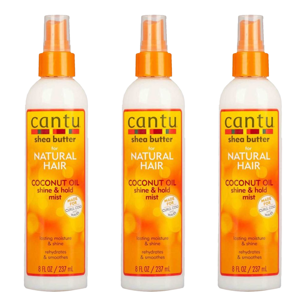 3x Cantu Shea Butter Coconut Shine & Hold Mist Spray je 237ml für lockiges natürliches Haar