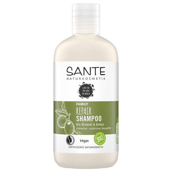 SANTE Naturkosmetik Repair Shampoo 250ml Olivenöl Ginkgo für geschädigtes Haar