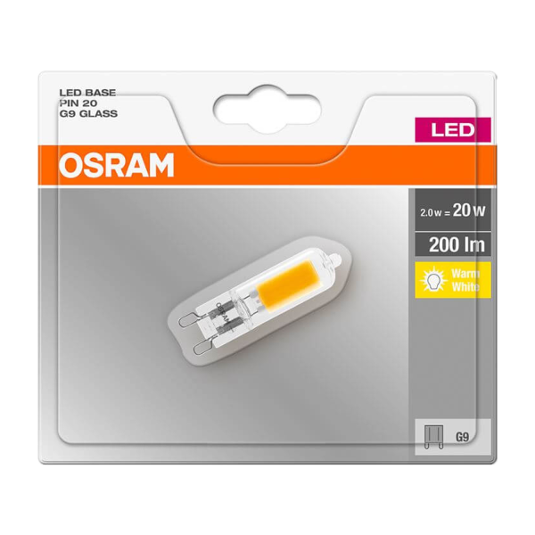 OSRAM LED Base PIN 20 Sockel G9 Warm Weiß 2700 K 2.0 W Ersatz für 20 Watt, nicht dimmbar Lampe