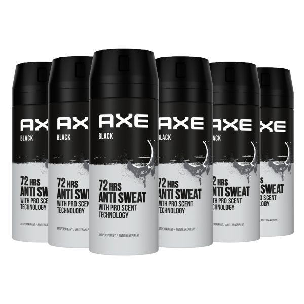 6 x Axe Black 72 Stunden Anti Schweiß Deodorant for men für den Mann je 150 ml