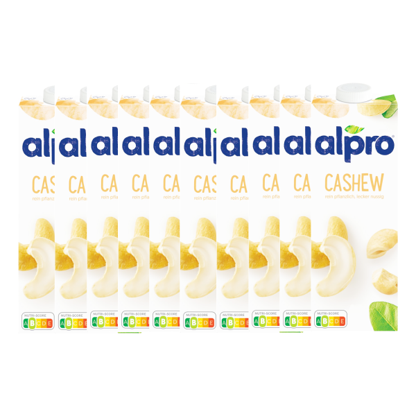 10 x Alpro Cashew Drink Original je 1 Liter Nuss Cashewdrink 100% pflanzlich